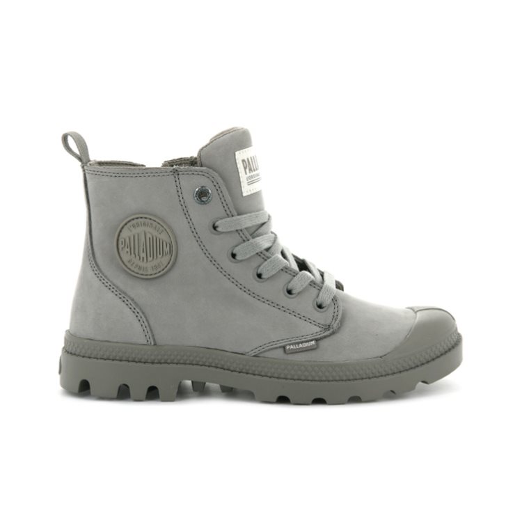 Bottes Palladium Pampa Hi Zip Nubuck Femme Grise | FR EST428N